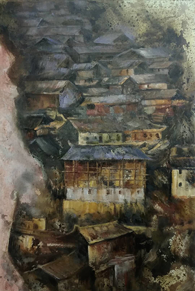 智超作品1《寨秋》80X120cm  油画 2019年创作